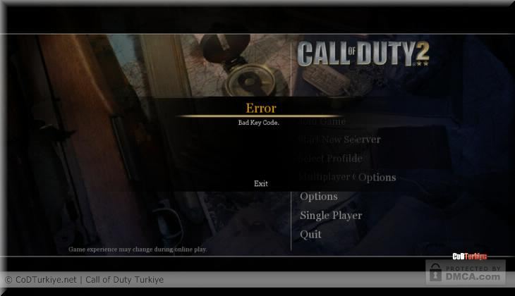 Call Of Duty 4 Multiplayer Key Code Not In Use