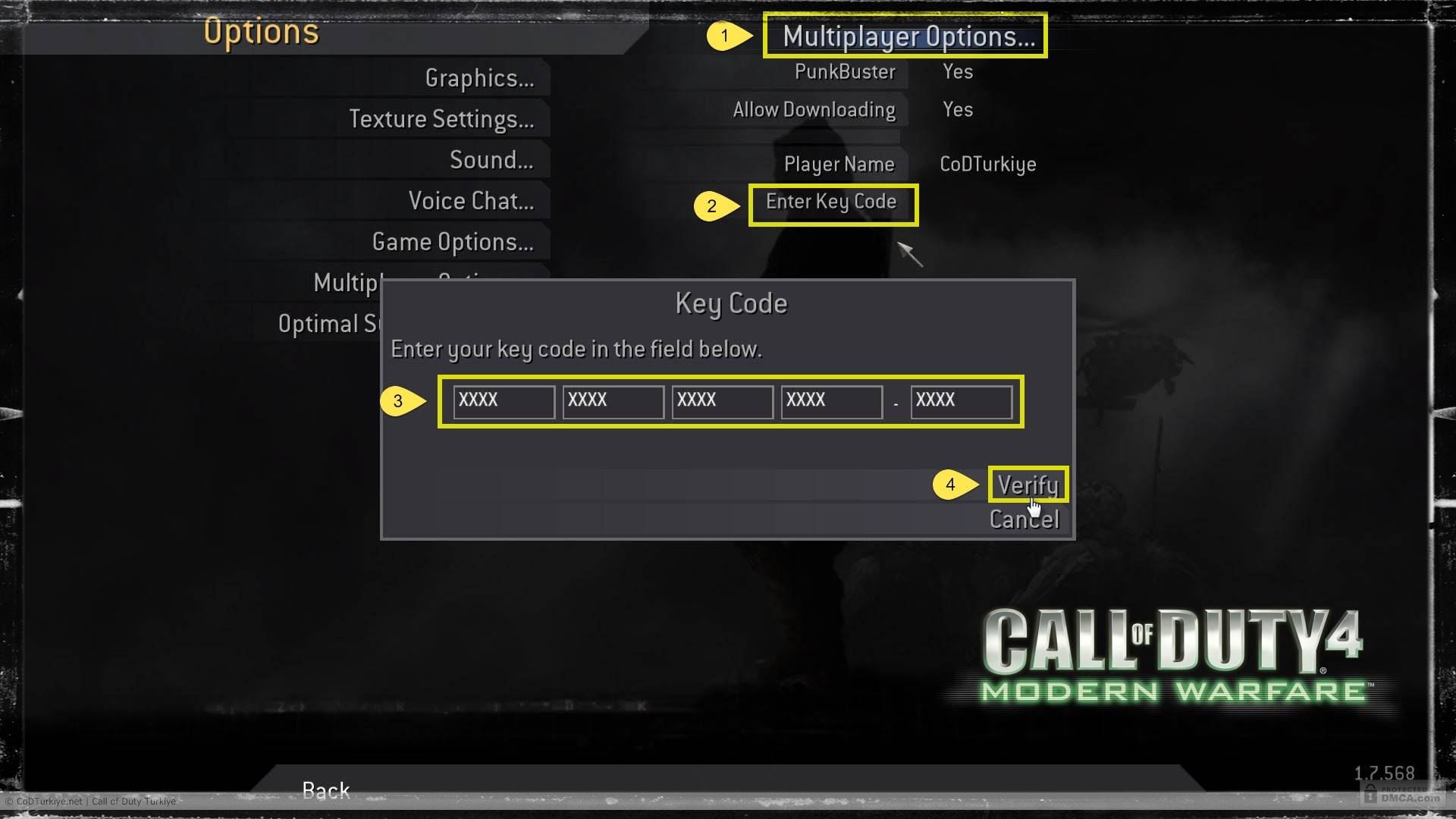 Call Of Duty 4 Modern Warfare 1 Multiplayer Key Code